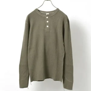 T-Shirts^BARNS / BR-3051 Big Waffle Henley Neck Long Sleeve Thermal / T-Shirt