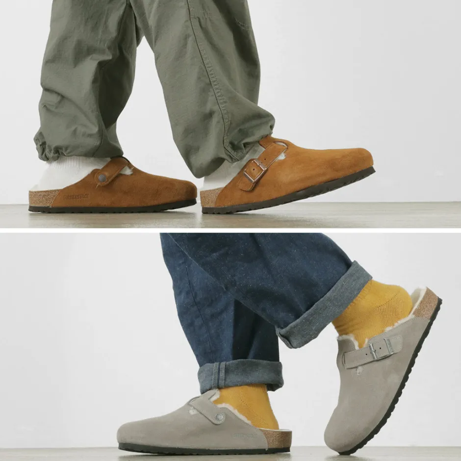 Sandals^BIRKENSTOCK / Boston Shearling Suede Leather Fur Sandals