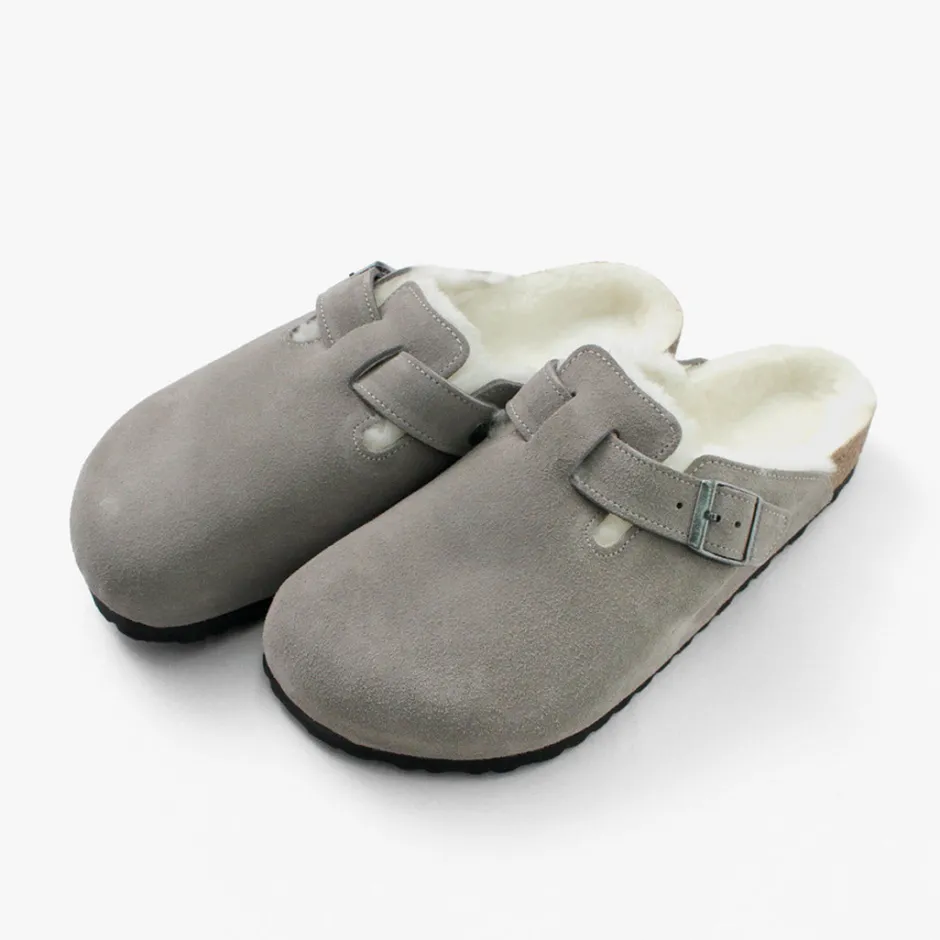 Sandals^BIRKENSTOCK / Boston Shearling Suede Leather Fur Sandals