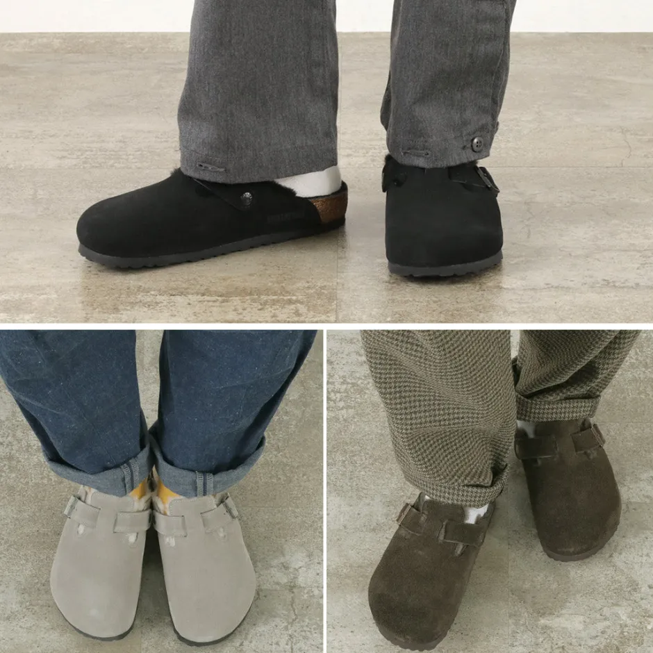 Sandals^BIRKENSTOCK / Boston Shearling Suede Leather Fur Sandals