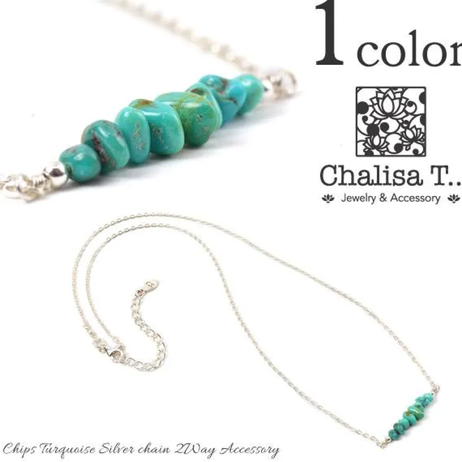 Anklets^CHALISA T.. / Chips Turquoise Silver Chain 2 Way Jewellery blue
