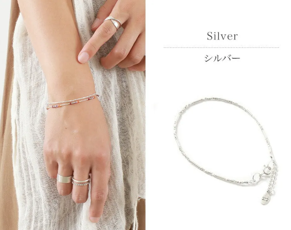 Anklets^CHALISA T.. / Multi-cut Karen beads & tube beads / bracelet silver