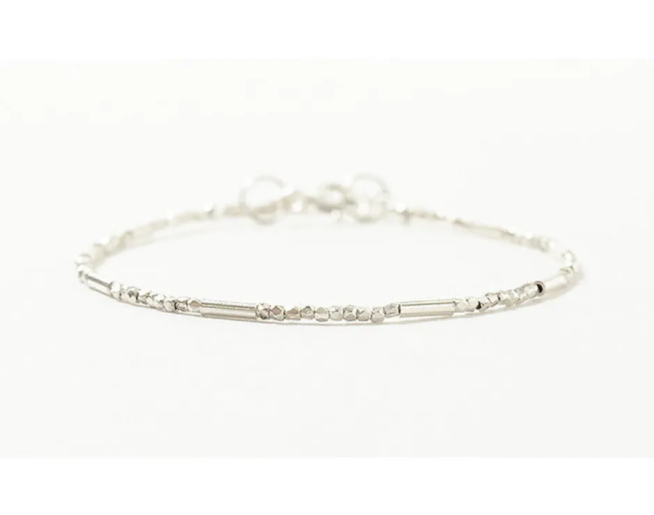 Anklets^CHALISA T.. / Multi-cut Karen beads & tube beads / bracelet silver