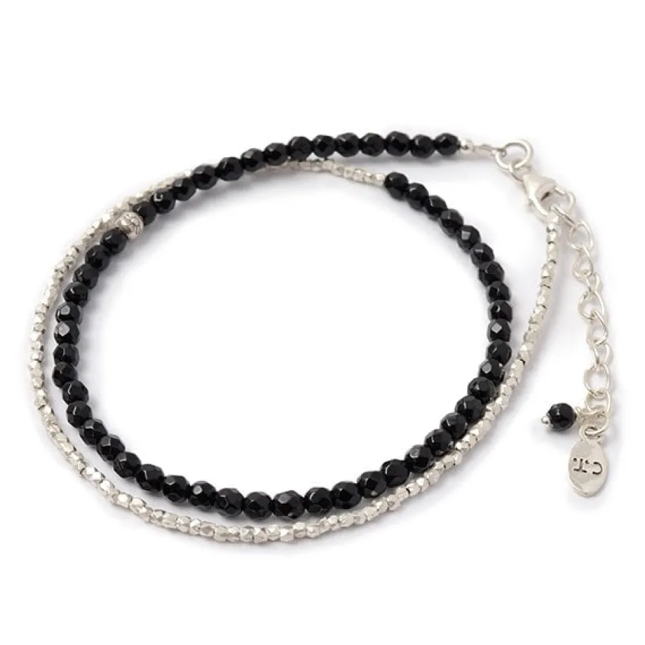 Anklets^CHALISA T.. / Onyx W-Wrap Bracelet black