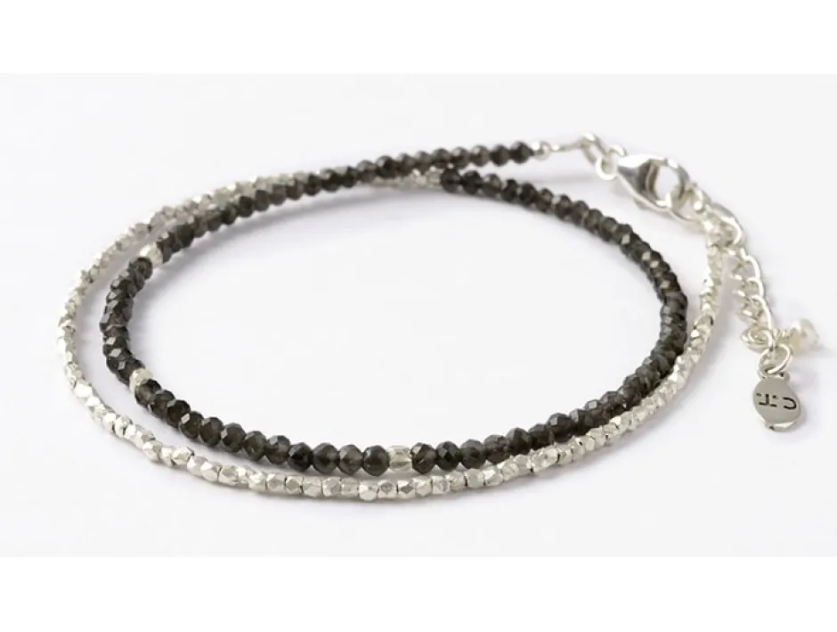 Anklets^CHALISA T.. / Smoky Quartz W-Wrap Bracelet darkgray