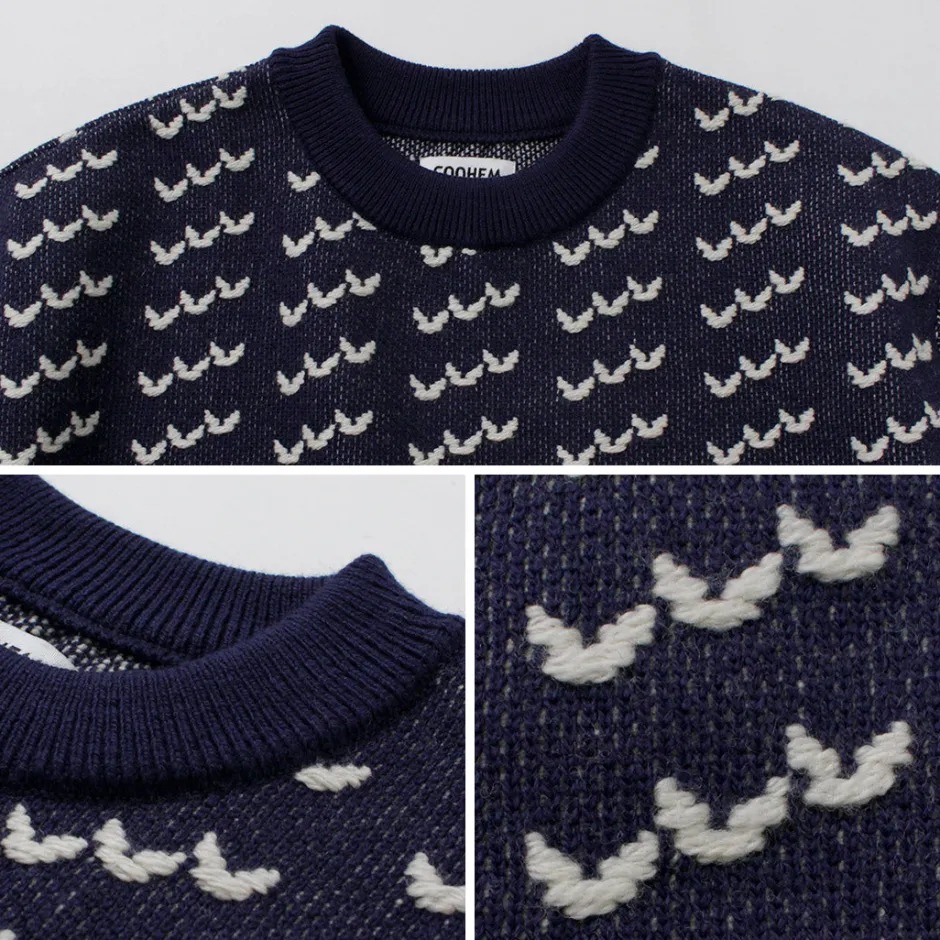 Knits^COOHEM / Big Birds Eye Knit Pullover navy