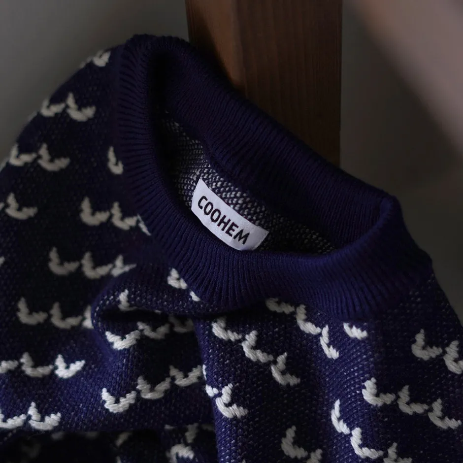 Knits^COOHEM / Big Birds Eye Knit Pullover navy