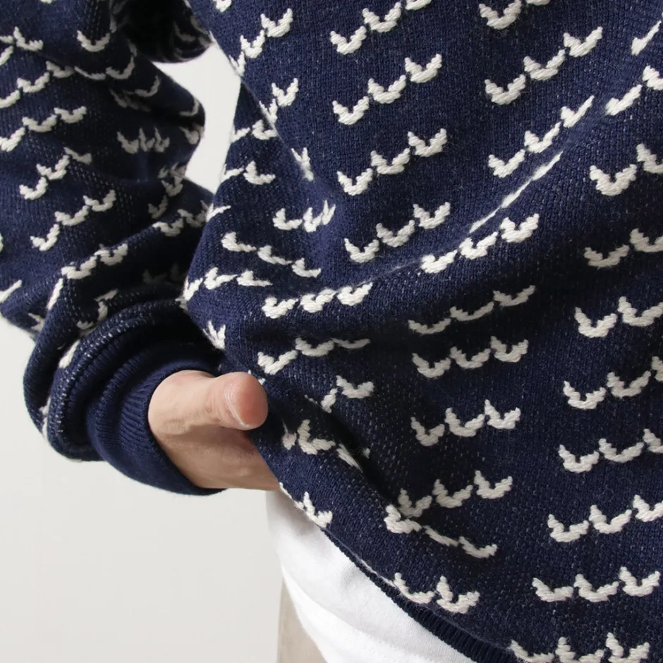 Knits^COOHEM / Big Birds Eye Knit Pullover navy