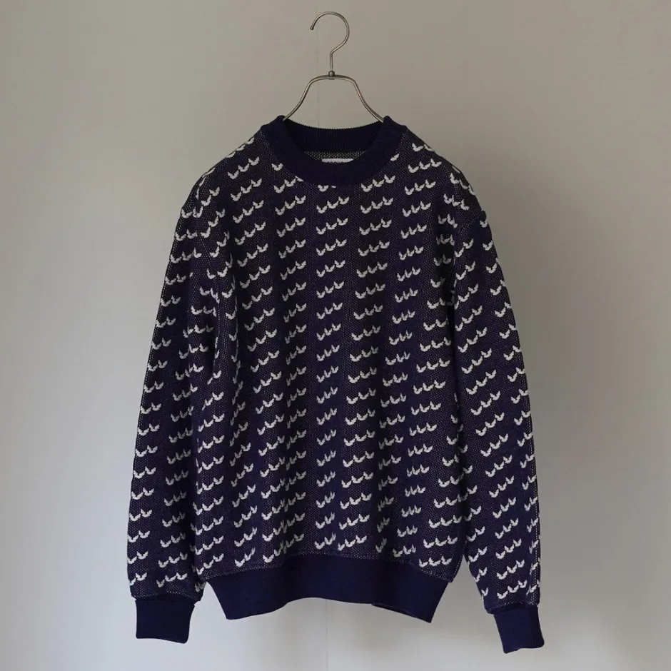 Knits^COOHEM / Big Birds Eye Knit Pullover navy