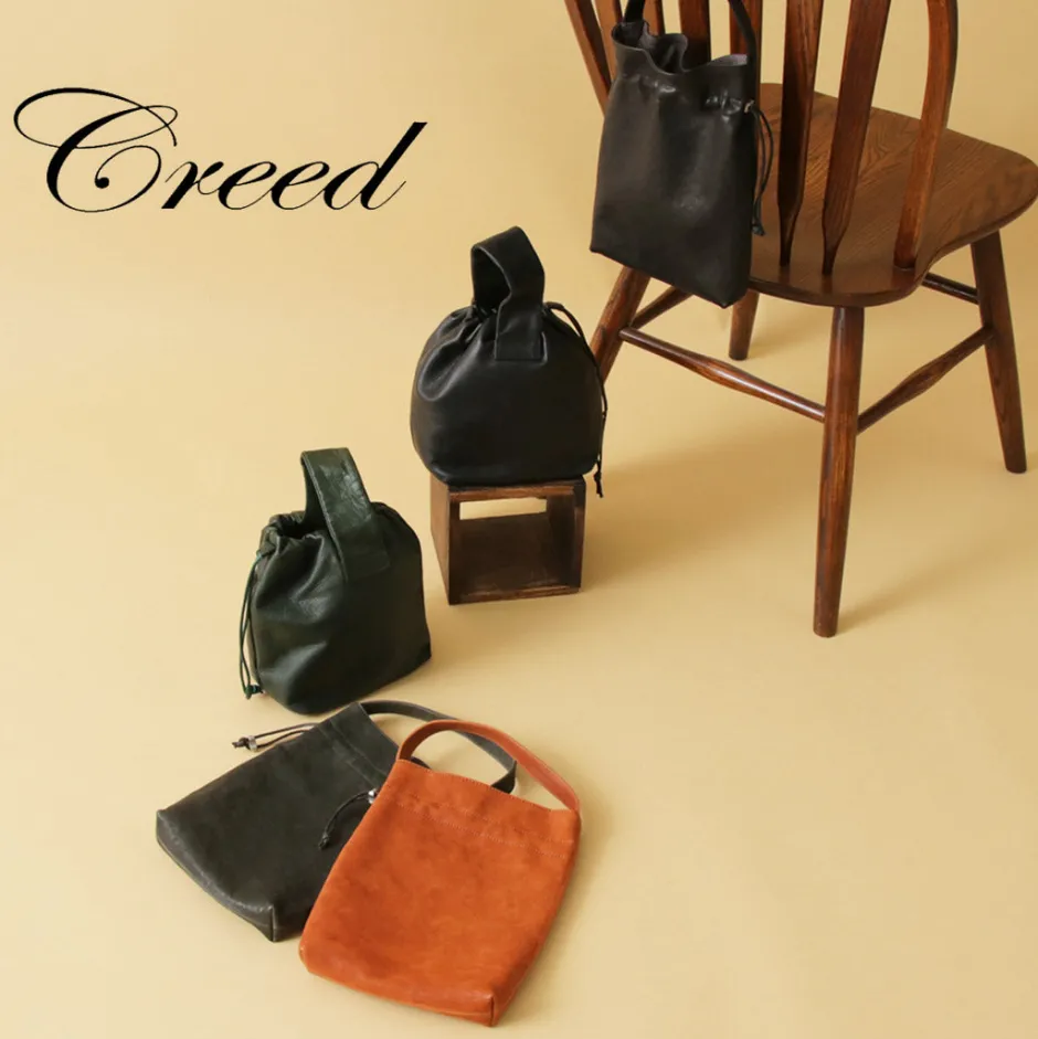 Tote Bags^CREED / Drawstring Tote Cowhide Leather
