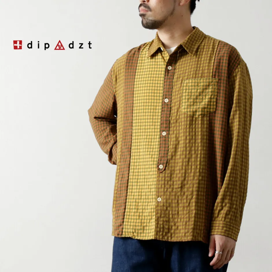 Shirts^DIP/DZT DIP/DZT / Checked combination shirt yellow