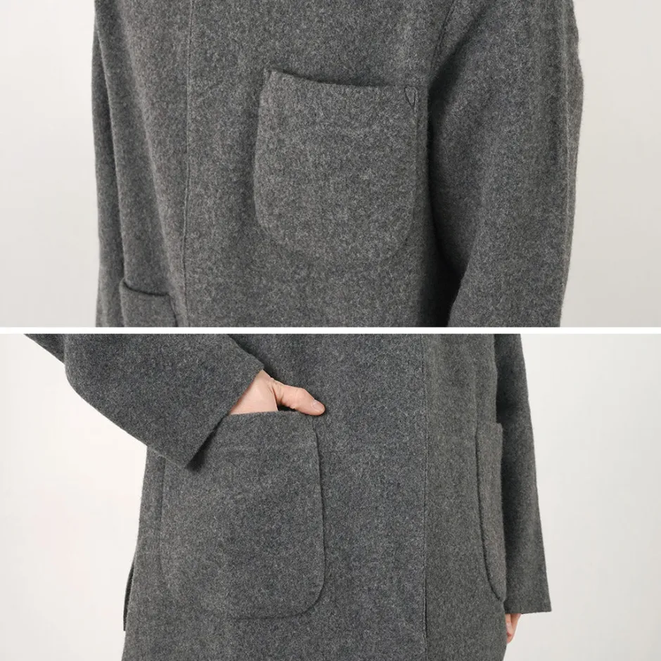Jackets^FILMELANGE / Hiet Melton Knit Jacket charcoal