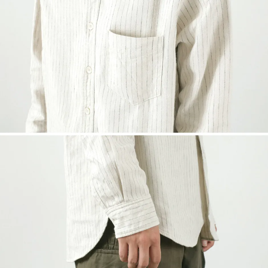 Shirts^FOB FACTORY / F3485 C/W STRIPE BANDCOLLAR Shirt