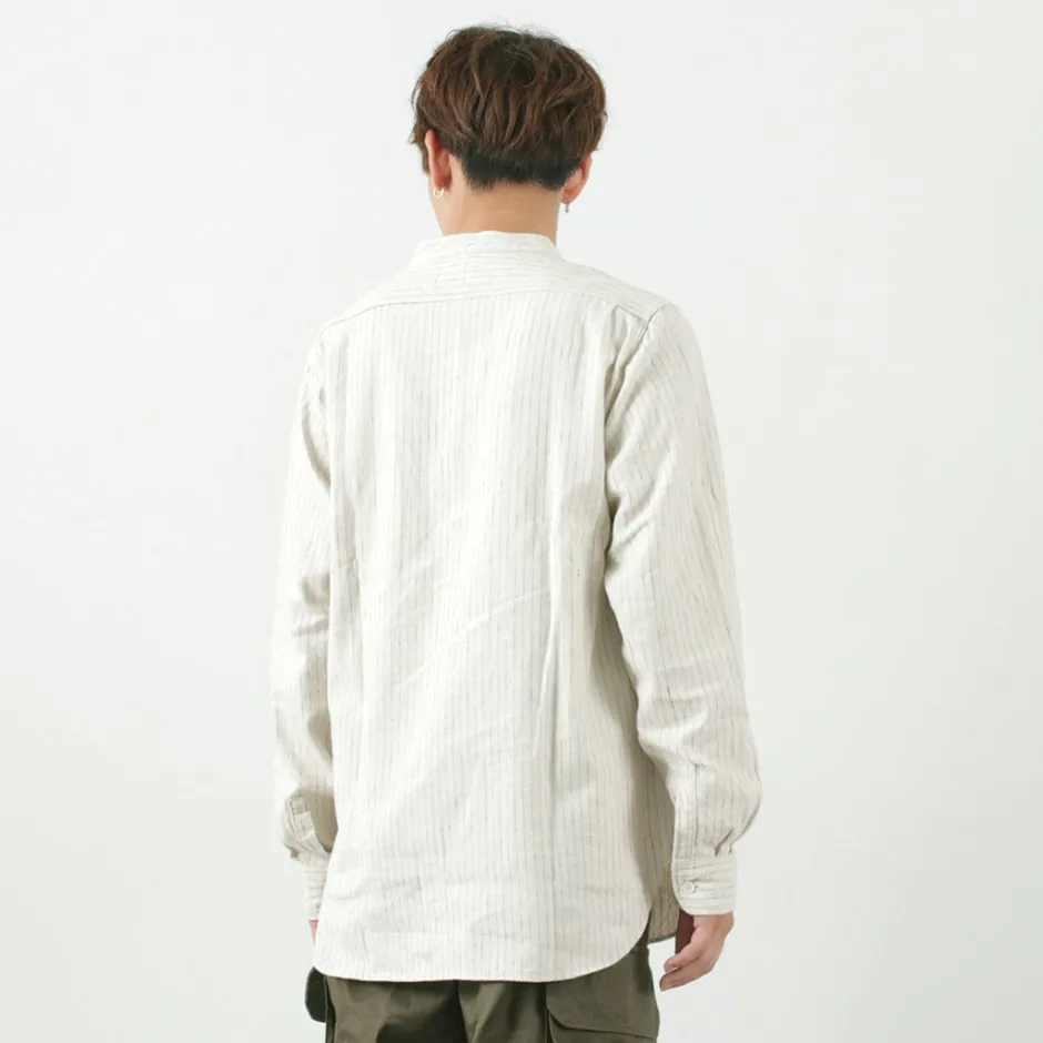 Shirts^FOB FACTORY / F3485 C/W STRIPE BANDCOLLAR Shirt