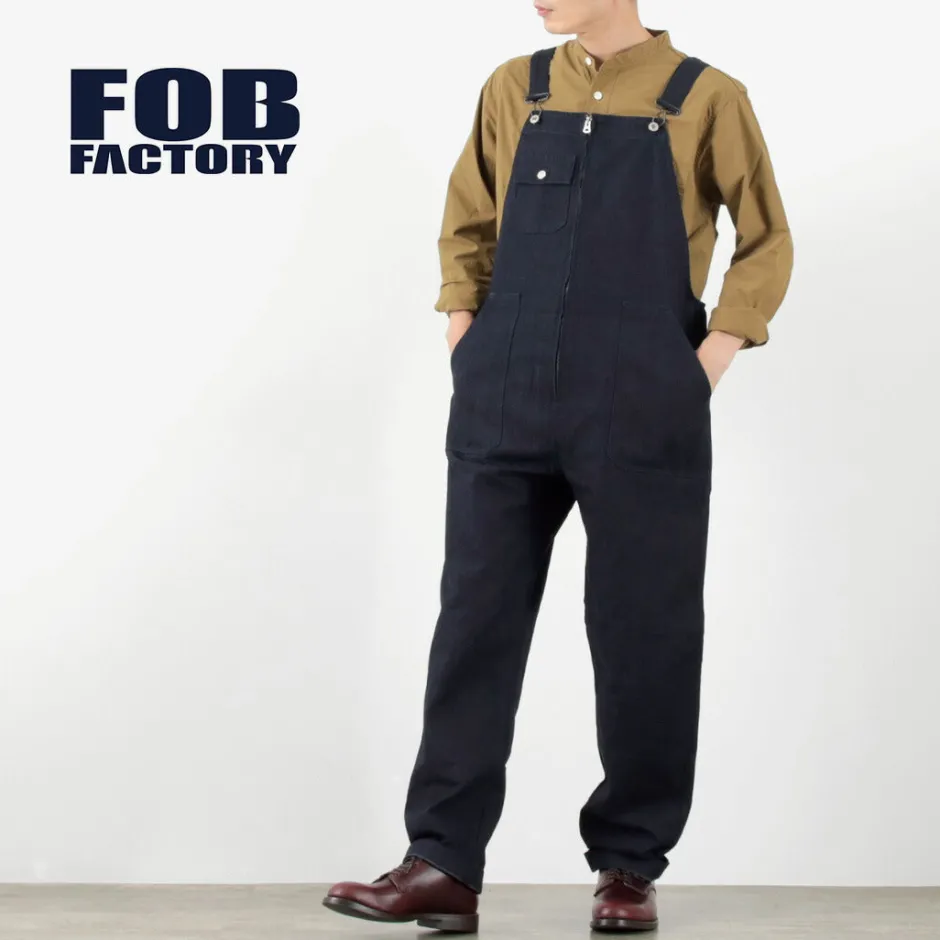 Trousers^FOB FACTORY / F0517 Denim overalls one wash dark-indigo