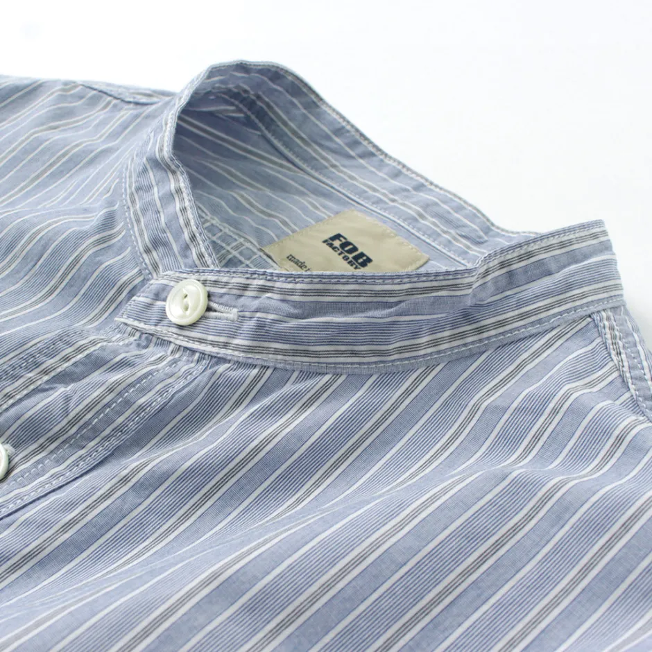 Shirts^FOB FACTORY / F3488 striped band collar shirt