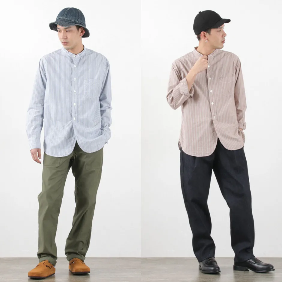 Shirts^FOB FACTORY / F3488 striped band collar shirt