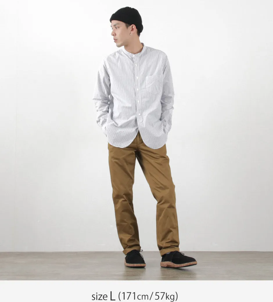 Shirts^FOB FACTORY / F3488 striped band collar shirt