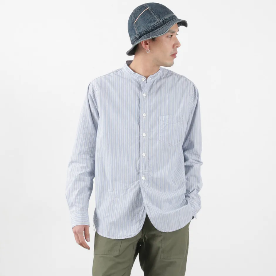 Shirts^FOB FACTORY / F3488 striped band collar shirt