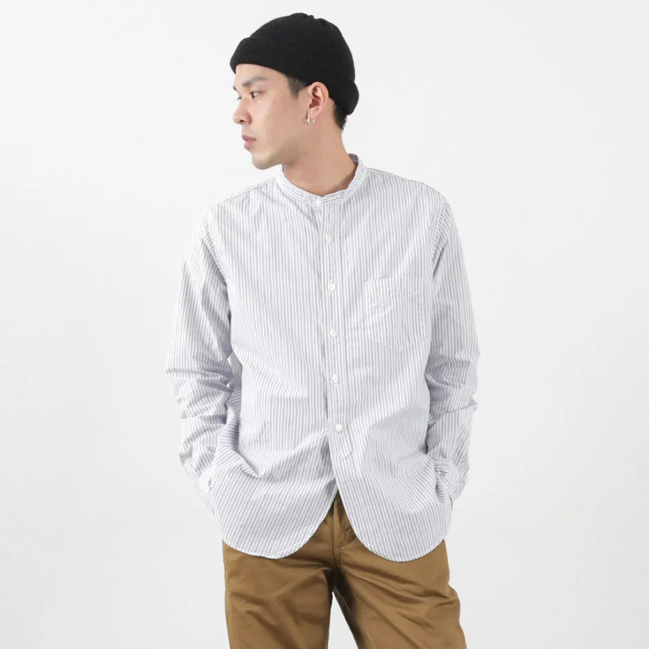 Shirts^FOB FACTORY / F3488 striped band collar shirt