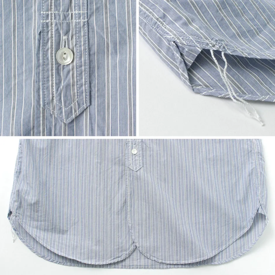 Shirts^FOB FACTORY / F3488 striped band collar shirt