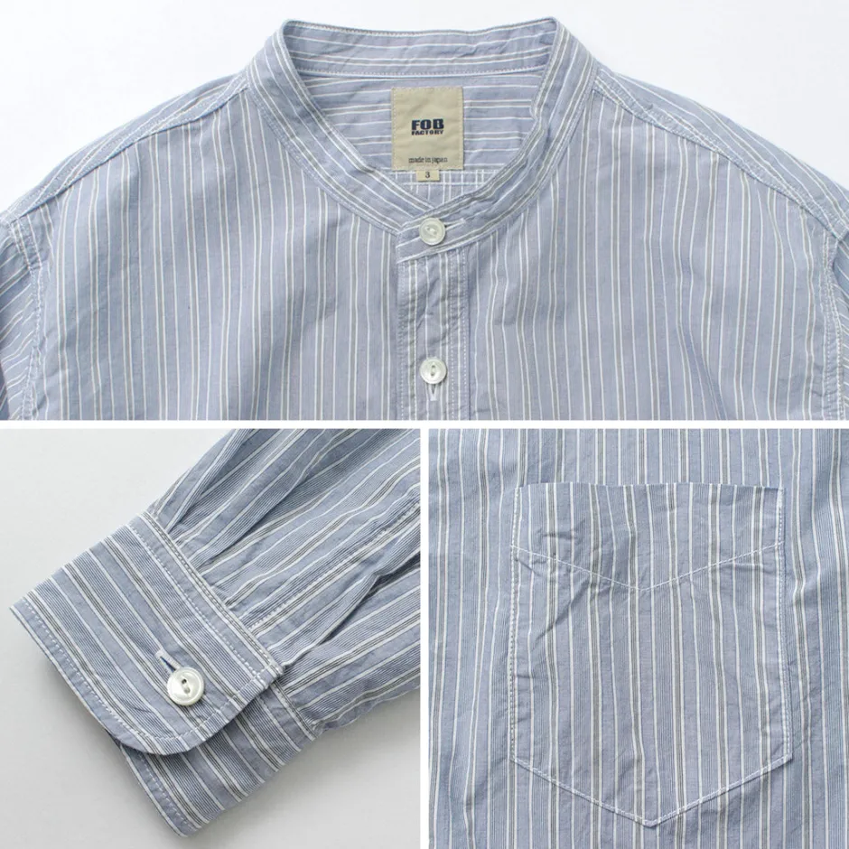 Shirts^FOB FACTORY / F3488 striped band collar shirt