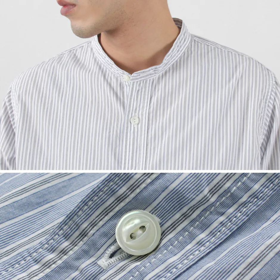 Shirts^FOB FACTORY / F3488 striped band collar shirt