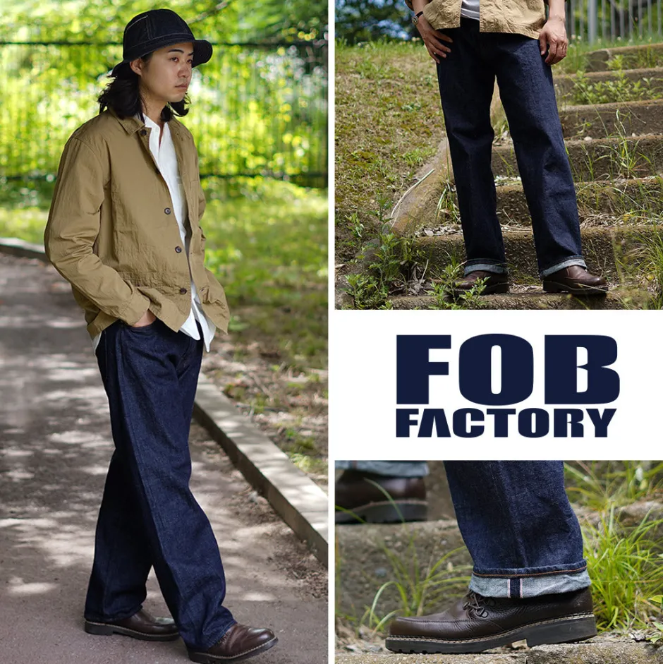 Jeans^FOB FACTORY / F1147 Wide denim 5P pants indigo