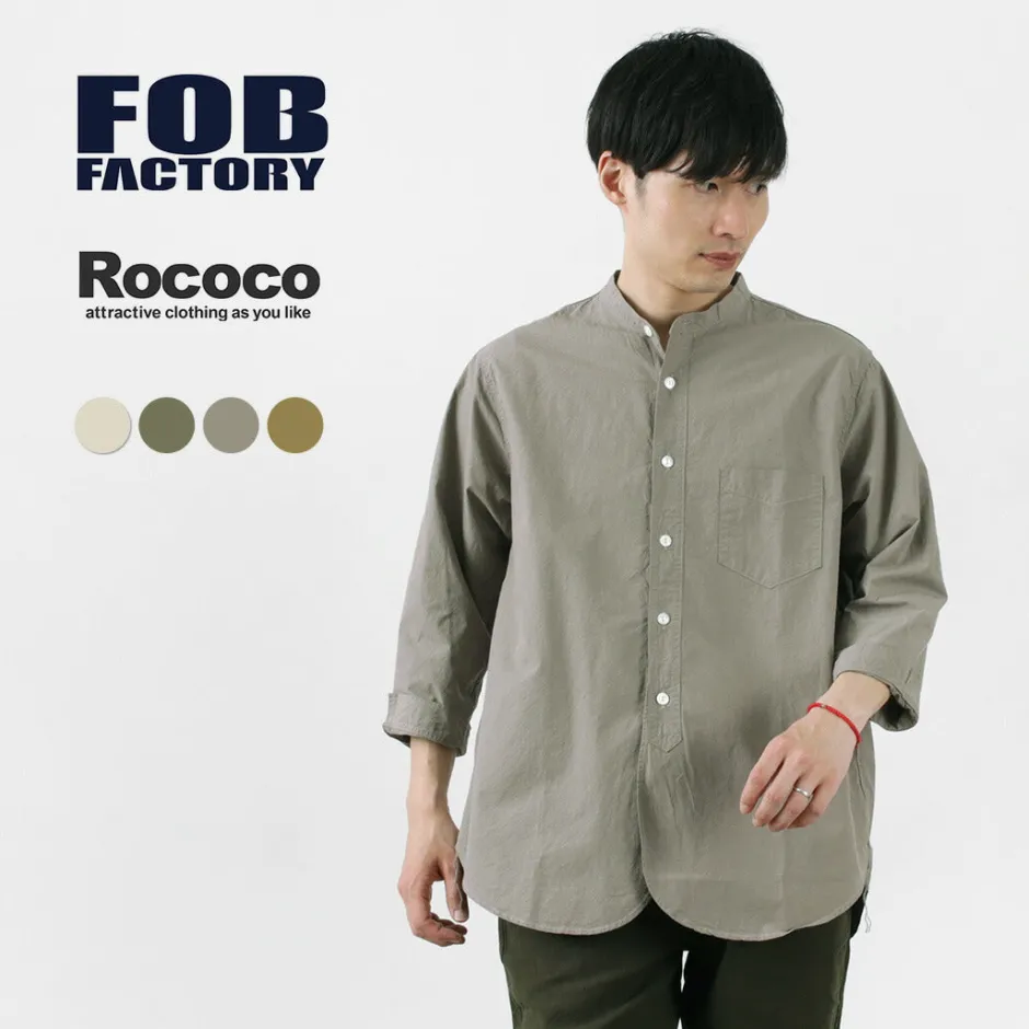 Shirts^FOB FACTORY / FRC006 military dump band collar shirt