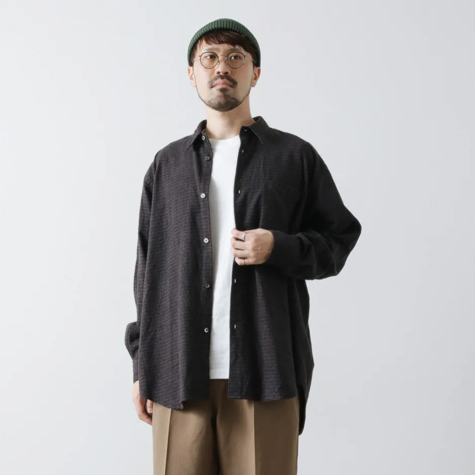 Shirts^FUJITO / Big Size Shirt micro check brown