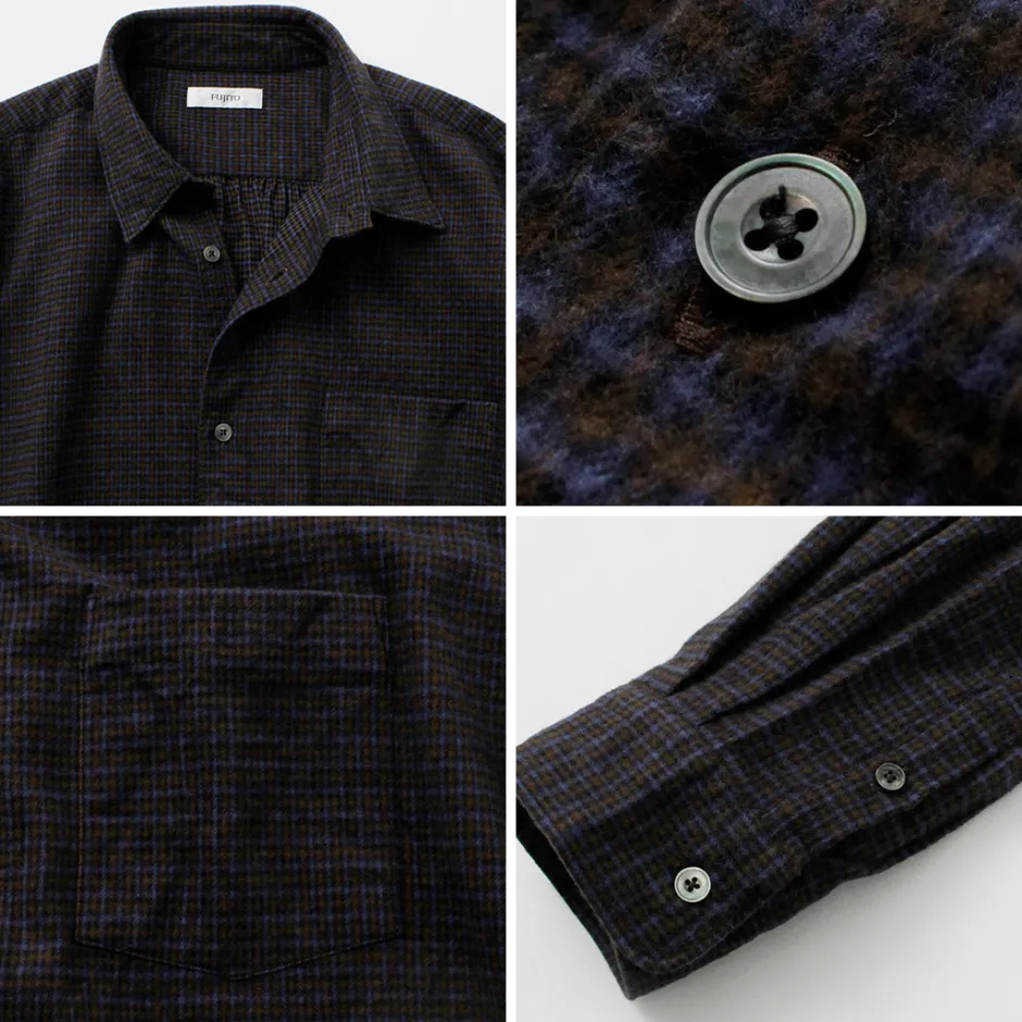 Shirts^FUJITO / Big Size Shirt micro check brown