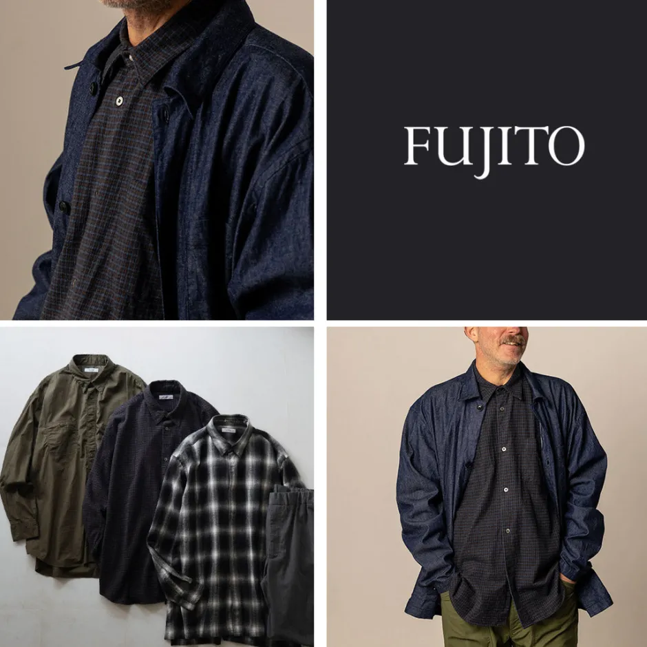 Shirts^FUJITO / Big Size Shirt micro check brown