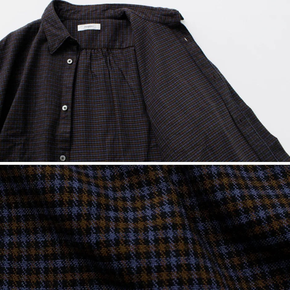 Shirts^FUJITO / Big Size Shirt micro check brown