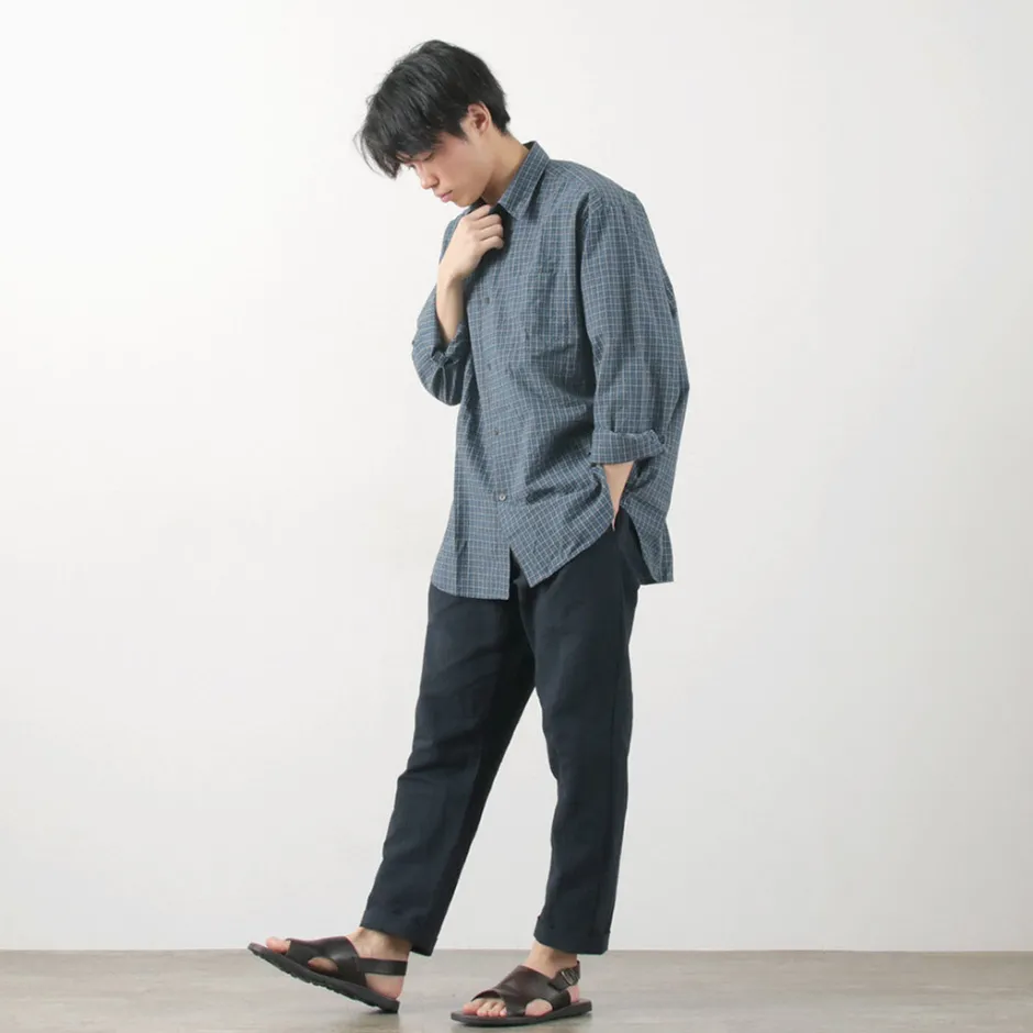 Trousers^FUJITO / Cotton Linen Seersucker Easy Pants navy