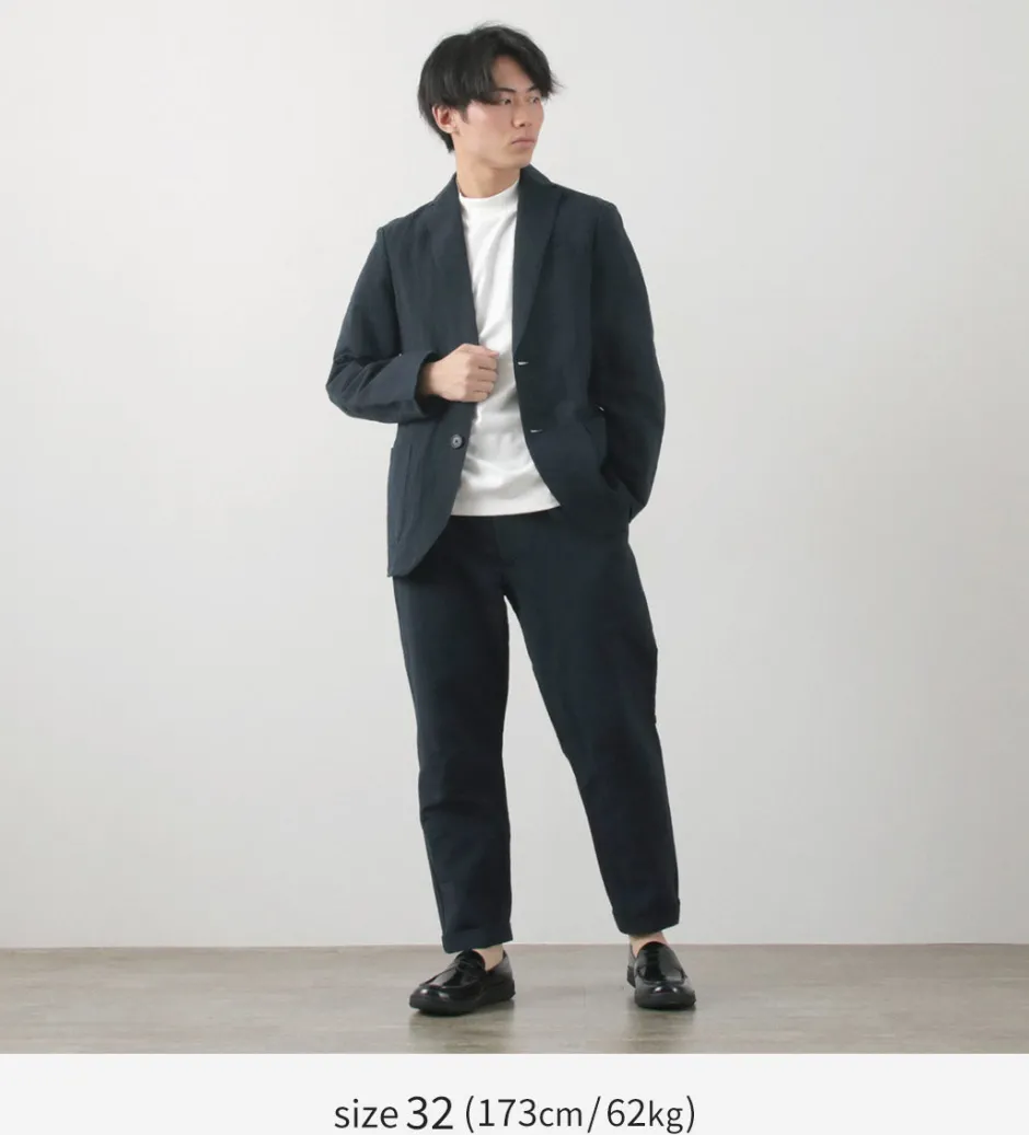 Trousers^FUJITO / Cotton Linen Seersucker Easy Pants navy