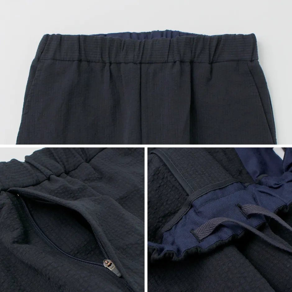 Trousers^FUJITO / Cotton Linen Seersucker Easy Pants navy