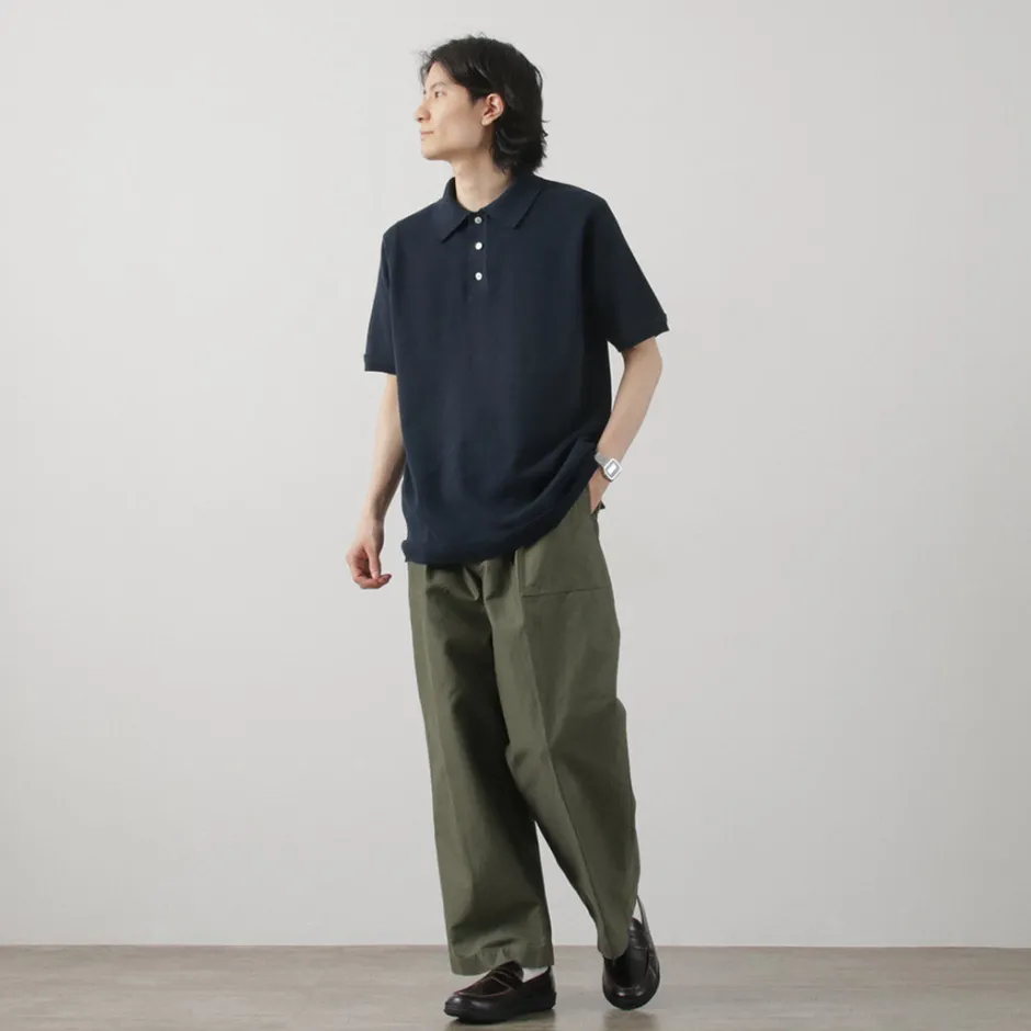 T-Shirts^FUJITO / Knit Polo Easy Solid Collar