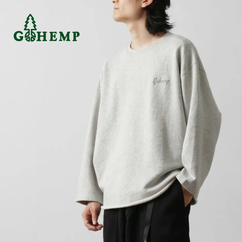Sweatshirts^GOHEMP / Loose Round 7/10 Sleeve Light Ounce Sweat T-Shirt gray