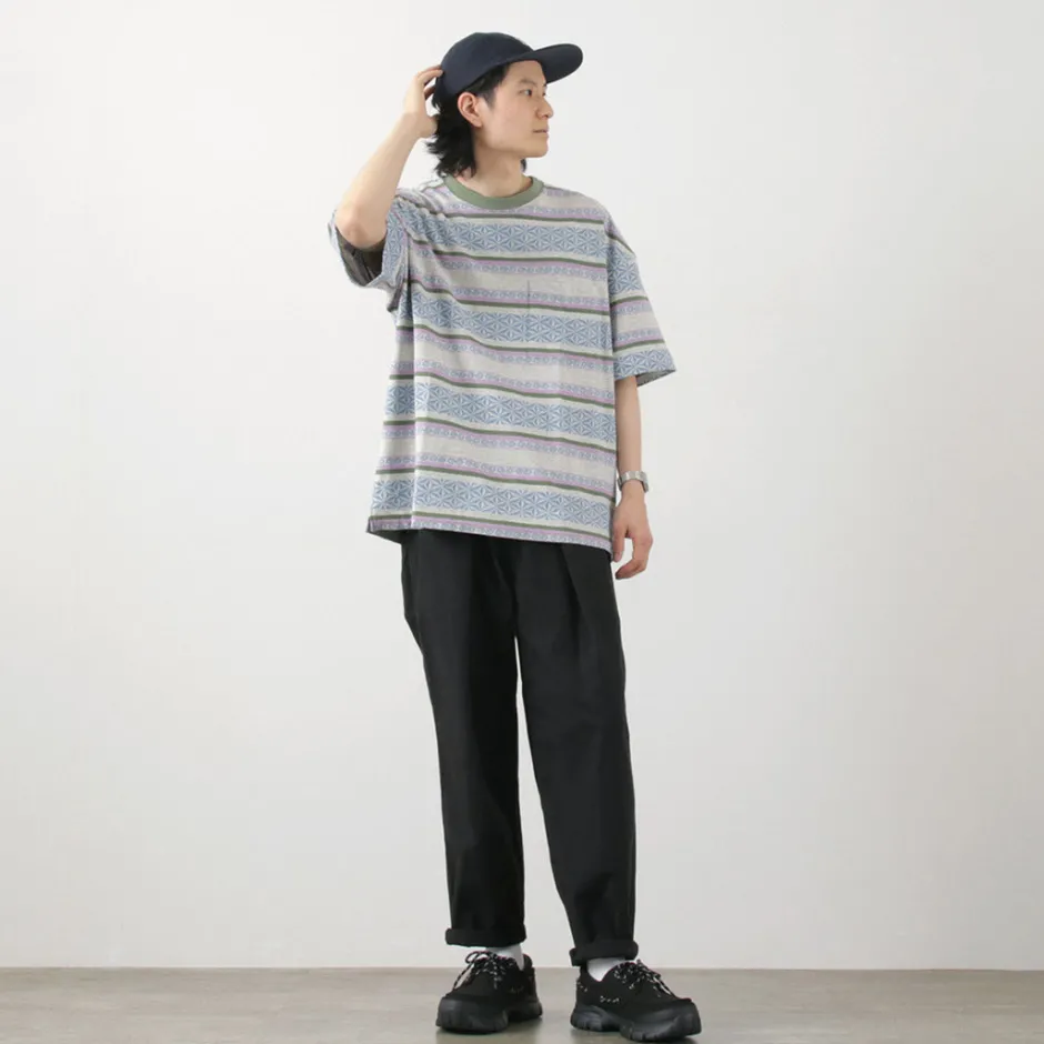 T-Shirts^GOHEMP / Wide Slit T-Shirt Hemp Leaf Jacquard