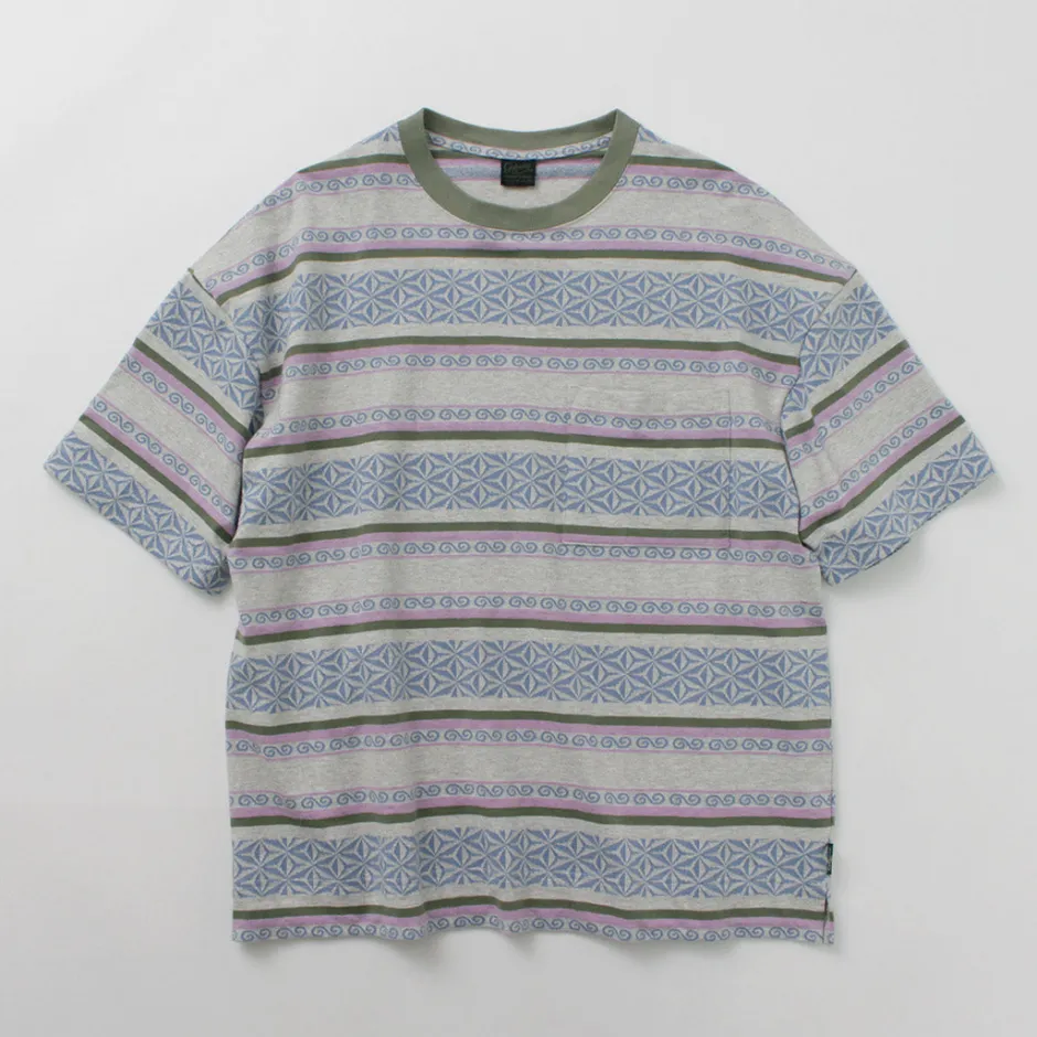 T-Shirts^GOHEMP / Wide Slit T-Shirt Hemp Leaf Jacquard