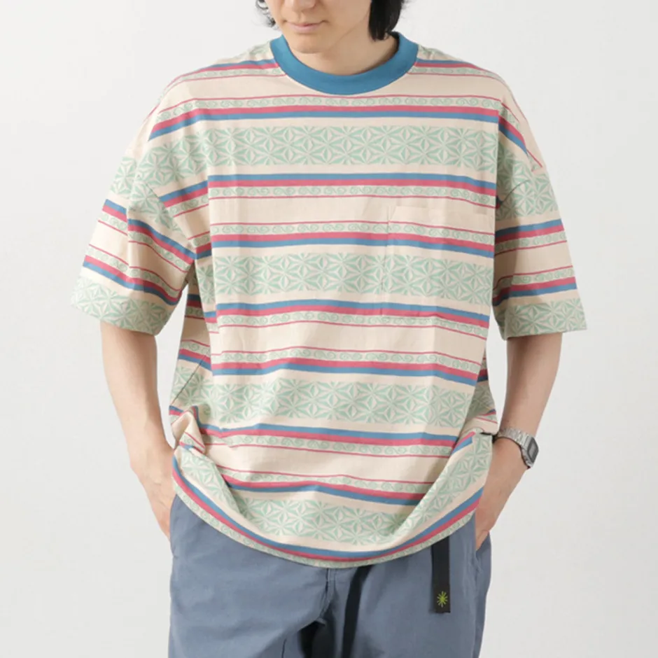 T-Shirts^GOHEMP / Wide Slit T-Shirt Hemp Leaf Jacquard