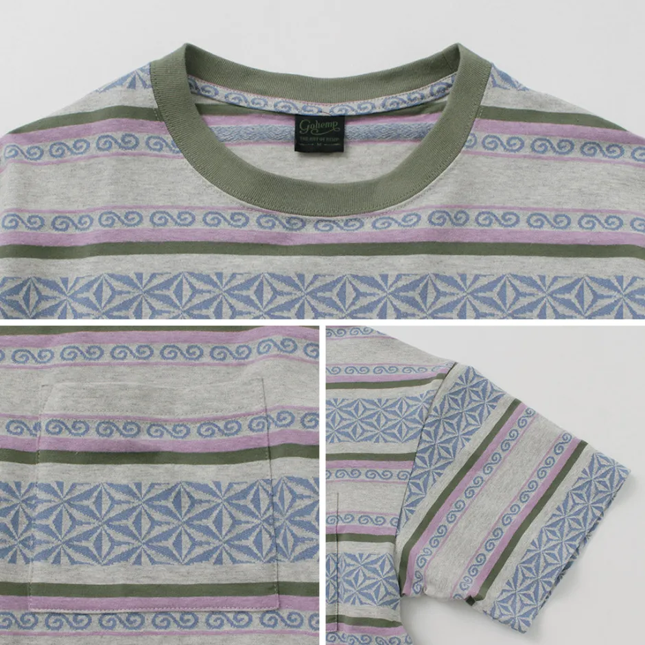 T-Shirts^GOHEMP / Wide Slit T-Shirt Hemp Leaf Jacquard