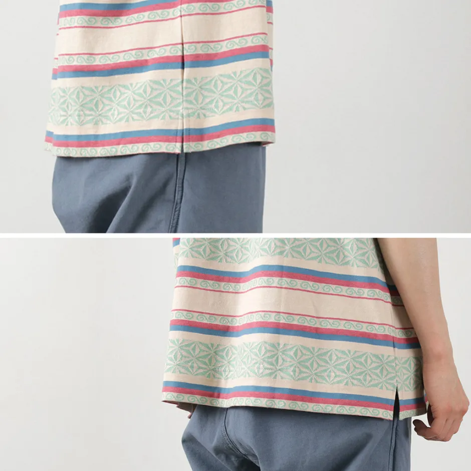 T-Shirts^GOHEMP / Wide Slit T-Shirt Hemp Leaf Jacquard