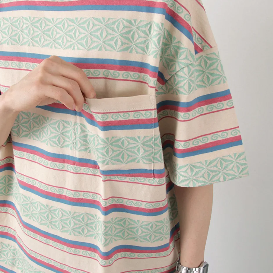 T-Shirts^GOHEMP / Wide Slit T-Shirt Hemp Leaf Jacquard