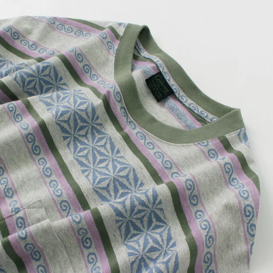T-Shirts^GOHEMP / Wide Slit T-Shirt Hemp Leaf Jacquard
