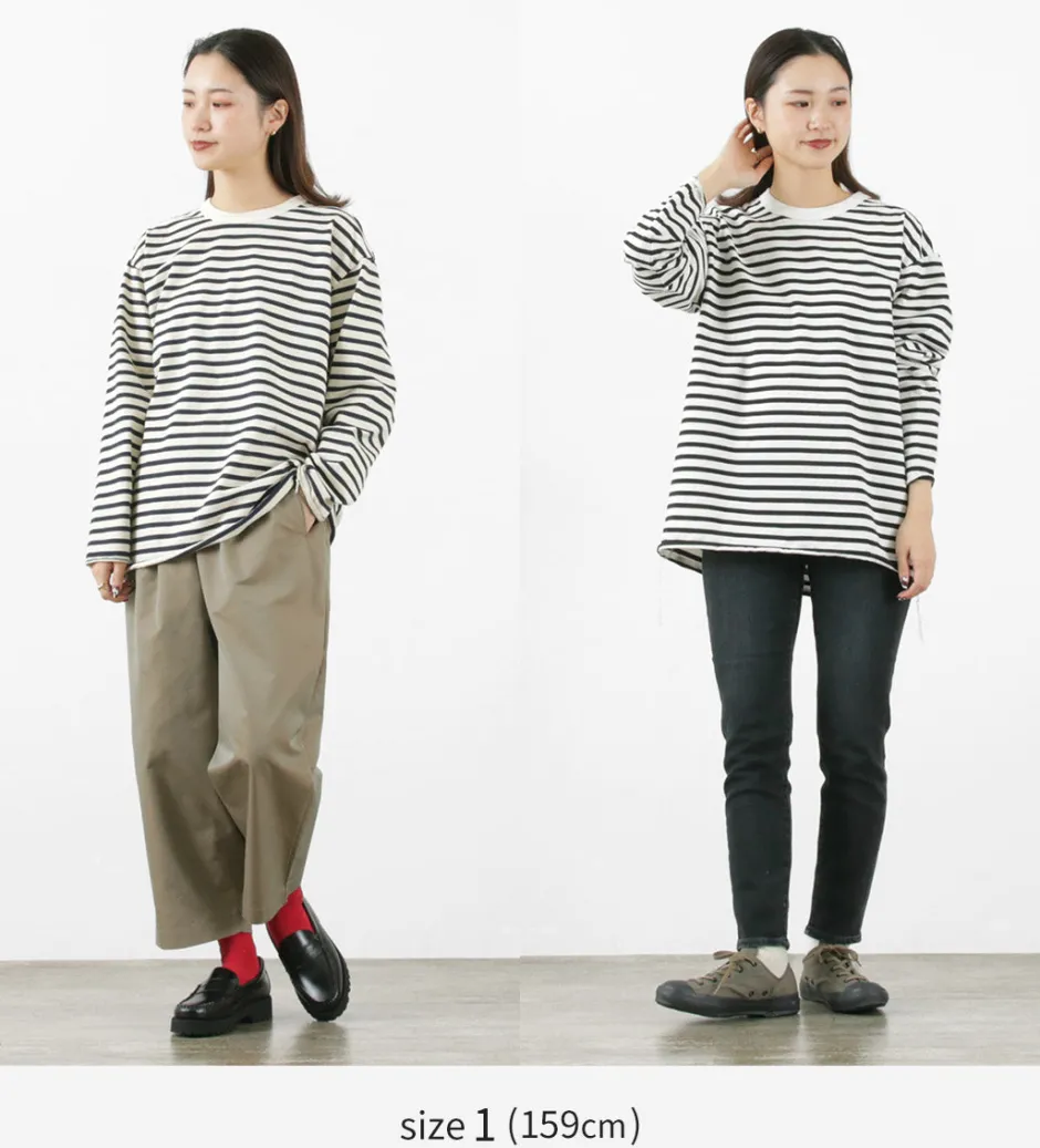 T-Shirts^HAVE A GOOD DAY / Striped Loose Long Sleeve T-Shirt