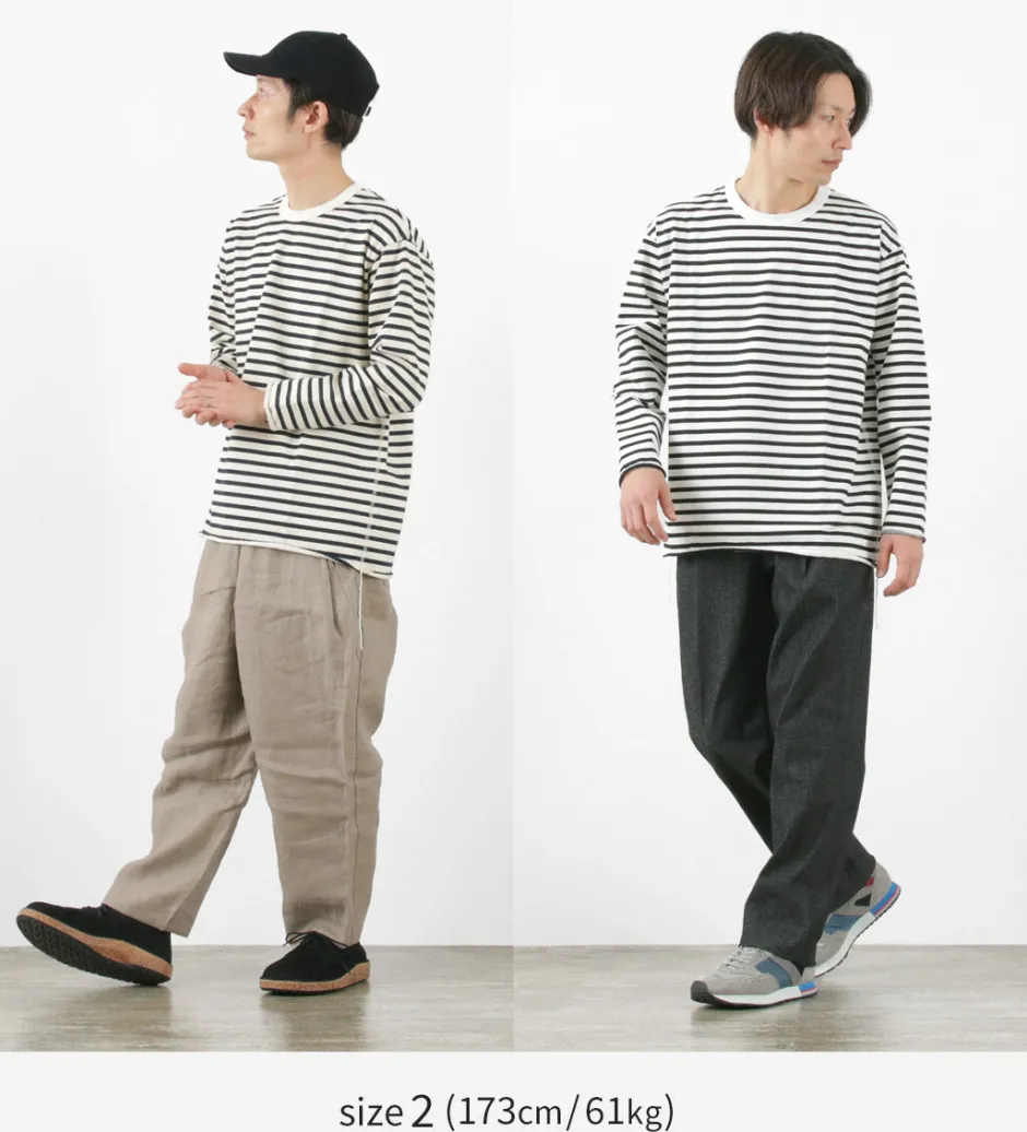 T-Shirts^HAVE A GOOD DAY / Striped Loose Long Sleeve T-Shirt