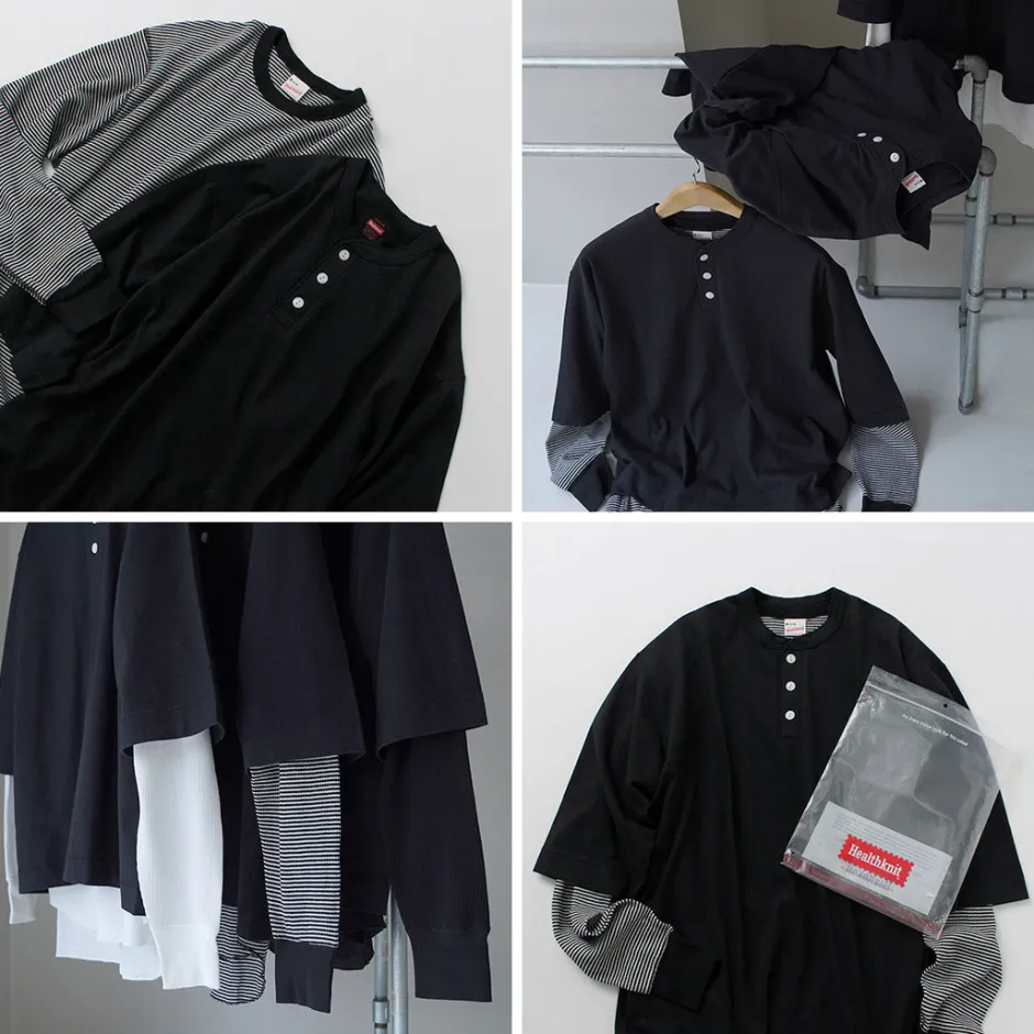 T-Shirts^HEALTHKNIT / 2 Pack T-Shirt 7/10 Sleeve + Long Sleeve Waffle