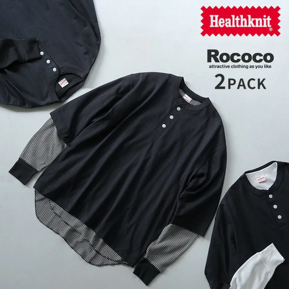 T-Shirts^HEALTHKNIT / 2 Pack T-Shirt 7/10 Sleeve + Long Sleeve Waffle