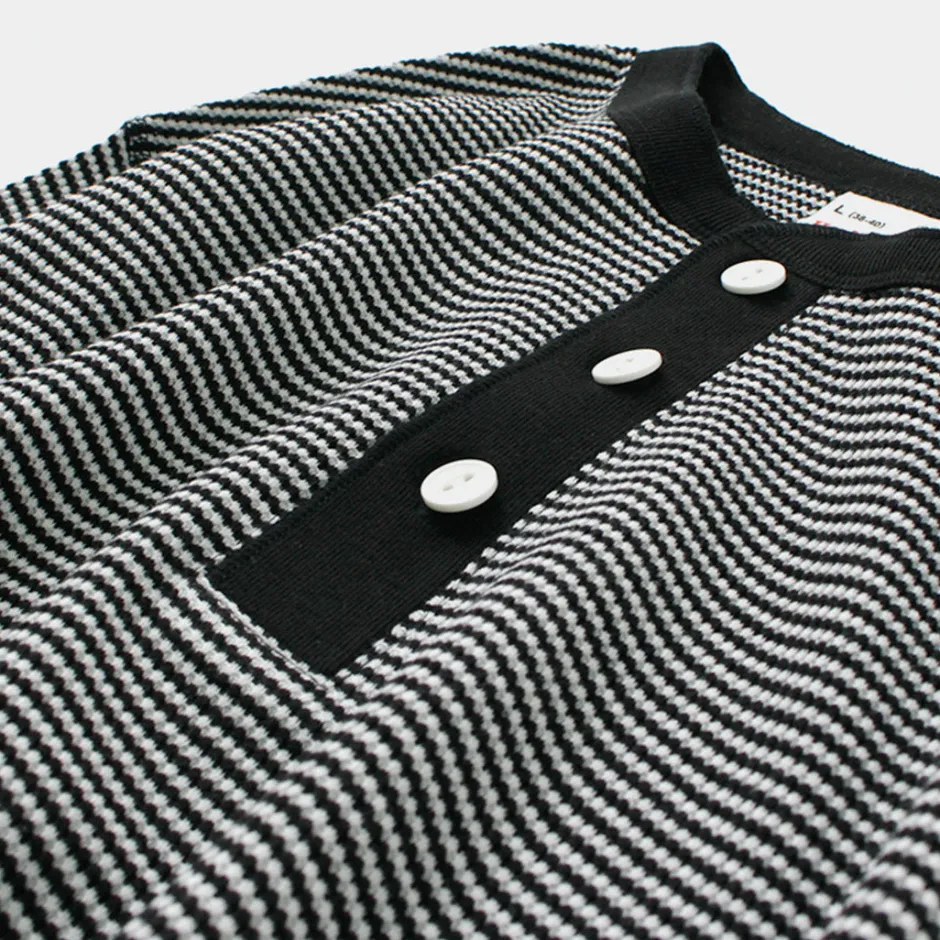 T-Shirts^HEALTHKNIT / Basic Waffle Henley Neck Long Sleeve